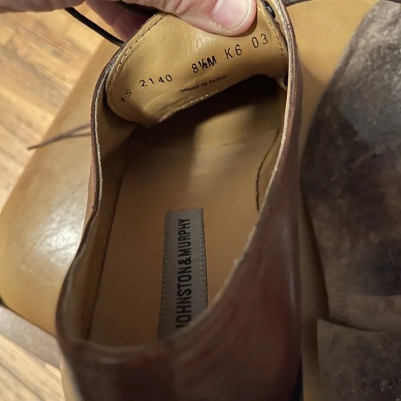 Johnson and Murphy Square Men’s Brown Leather Toecap Woven Oxford Shoes sz 8.5M - Picture 6 of 7